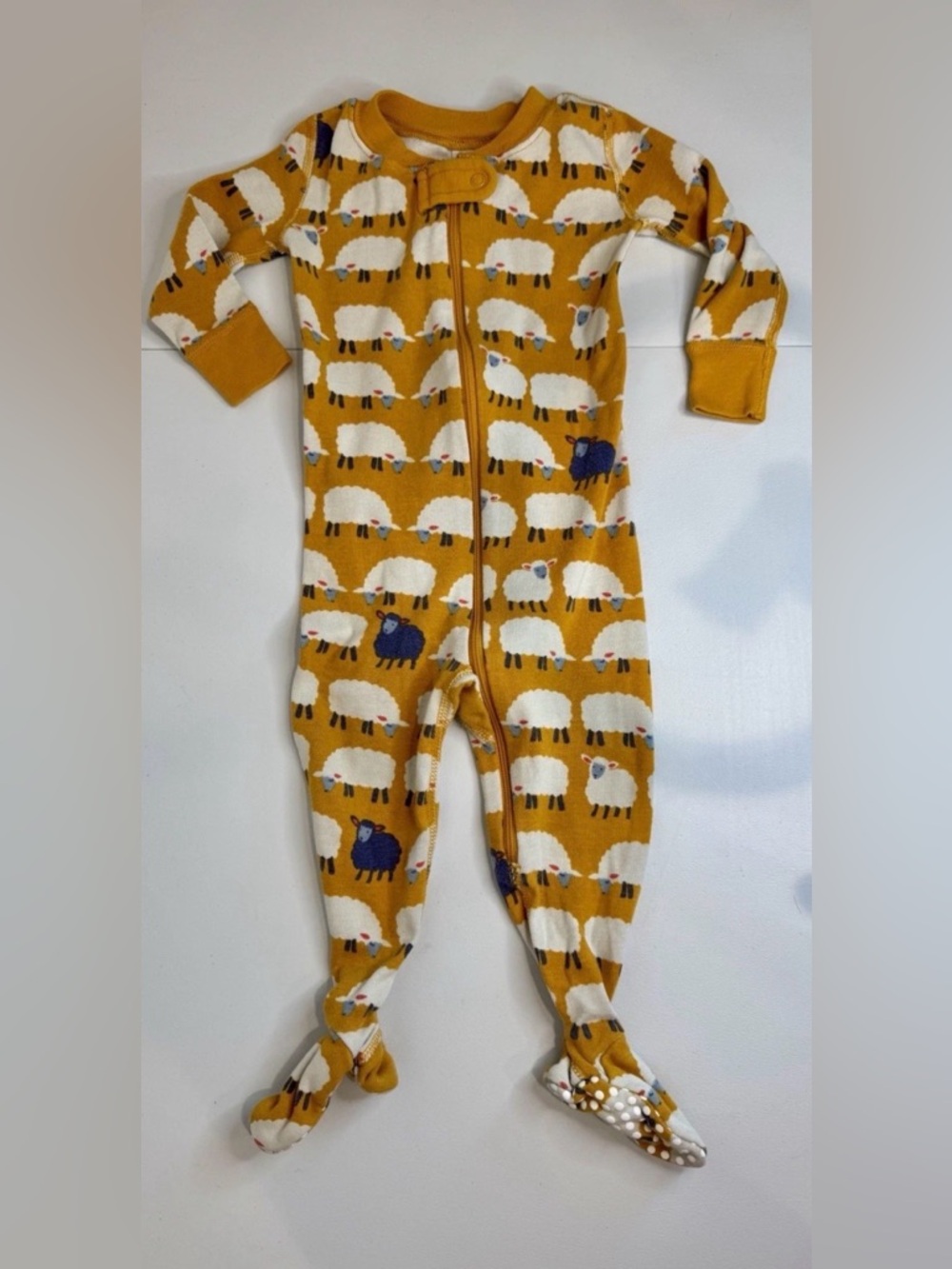 Hanna Andersson Organic Cotton Yellow Counting Sheep Black Sheep Pjs 12-18 Month